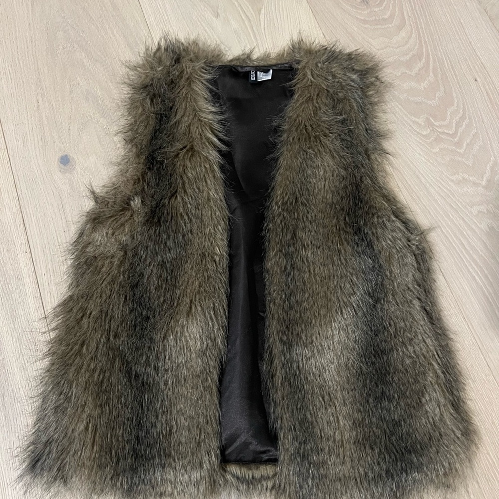 Faux Fur Vest in Brown and Black
